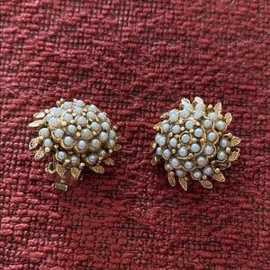 Gold and Pearl Floral Earrings